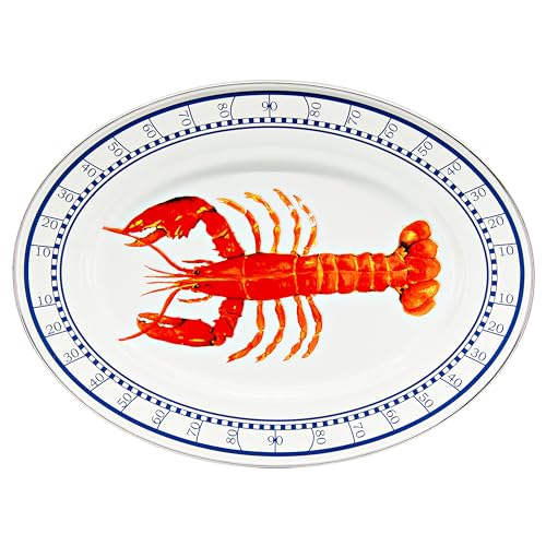 Golden Rabbit Enamelware Oval Platter, 12 x 16in, Lobster - color: Lobster
