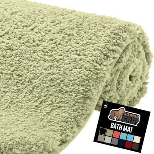 GORILLA GRIP Bathroom Rugs, Ultra Soft Absorbent Mat, Thick Plush Bath Rug, Machine Washable, Microfiber Quick Dry, Mats for Shower, Bathtub and Floor, Home Decor Accessories, 24x17, Sage - color: Sage, size: 24" X 17"