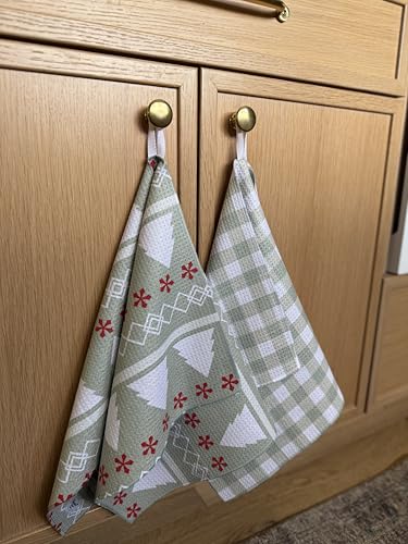 Kitchen Towels, Dish Towels for Kitchen, 3 Pc Kitchen Towel Set | Microfiber Waffle Towels, 16 x 26 inches, with Hanging Loops, Reusable Tea Towels, Cute Kitchen Towels - 3 Pack - color: Mint 2 Pack