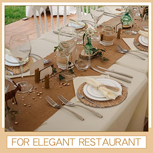 Gejoy 36 Pcs Boho Woven Placemats Wood Bead Napkin Rings with Dinner Napkins Cloth 13.8 Inch Round Water Hyacinth Placemat Farmhouse Rustic Table Chargers Wooden Dinner Ring for Wedding Thanksgiving