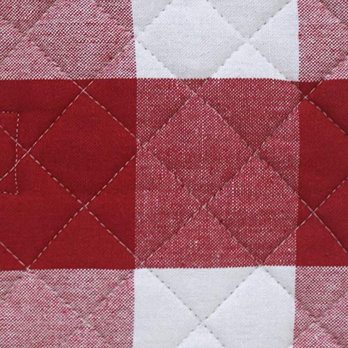 Encasa XO Pot Holders, Quilted Kitchen Hot Pads 8"x8" Buffalo Red Checks | 100% Eco-Friendly Cotton | Thick Cotton Padding Insulation | Convenient Hanging Loop | Set of 2 - color: Buffalo Red Checks
