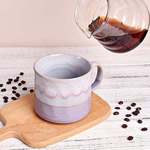 Bosmarlin Large Ceramic Coffee Mug, Big Tea Cup, 7 Colors to Choose, 21 Oz, Dishwasher and Microwave Safe, 1 PCS (Purple) - color: Purple