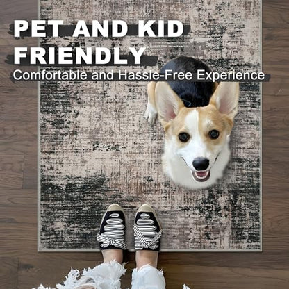 KILOCOCO Abstract Runner Rug 2x6 ft Washable Hallway Runner, Black/Brown | Machine Washable Kitchen Runner, Non Slip Entryway Runner, Printed Carpet Runners, Abstract Floor Runners, Soft Bedside Rug - color: Black/Brown, size: 2' x 6' (Runner)