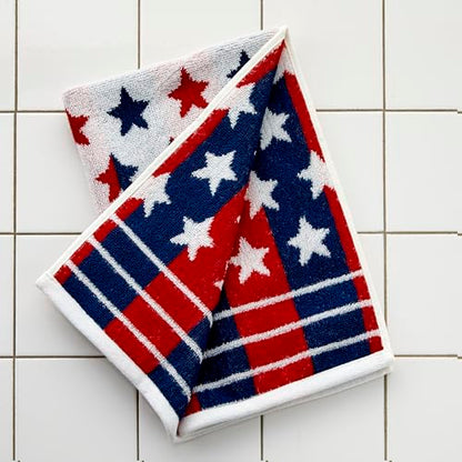SKL Home Patriotic 4th of July Red White and Stars Hand Towel Set, 2 Count - color: Red White and Stars
