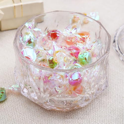 Colorful Crystal Glass Candy Snack Barrel Storage Jar Embossed Luxury Cookie Buffet Canister With Lids Jewelry Box Jar Biscuit Containers(Clear) - color: Treasure Box-Clear