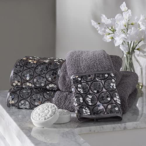 Zahari Home Sinatra 3 Piece Bathroom Towel Set Bath Towel Hand Towel Wash Cloth Absorbent, Silver - color: Silver