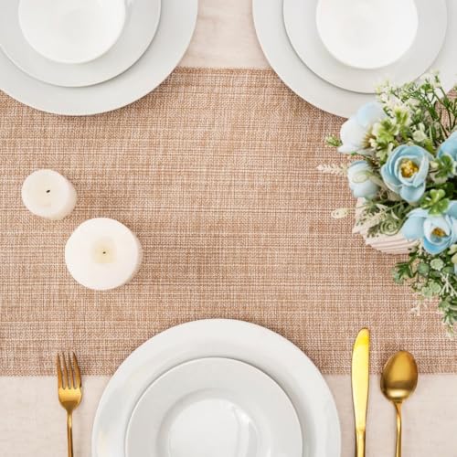 100% Cotton Table Runner - 72x13 Inch, Chambery Textured Table Runner, Durable & Elegant for Dining Table, Wedding, Restaurant, Oeko-TEX Certified - Taupe - color: Taupe