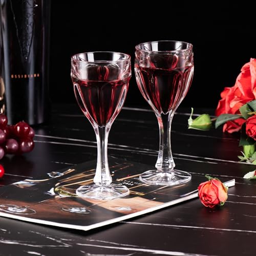 KAMMAK Crystal Red Wine Glasses Set of 2, 4.6 oz Stemmed Glasses, 781N | Hand Blown, Bordeaux Wine Glasses, Thin Rim & Long Stem, Red & White, Daily Use, Wedding or Birthday Gift for Women - size: 7KPSP781N