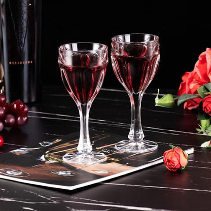 KAMMAK Crystal Red Wine Glasses Set of 2, 4.6 oz Stemmed Glasses, 781N | Hand Blown, Bordeaux Wine Glasses, Thin Rim & Long Stem, Red & White, Daily Use, Wedding or Birthday Gift for Women - size: 7KPSP781N
