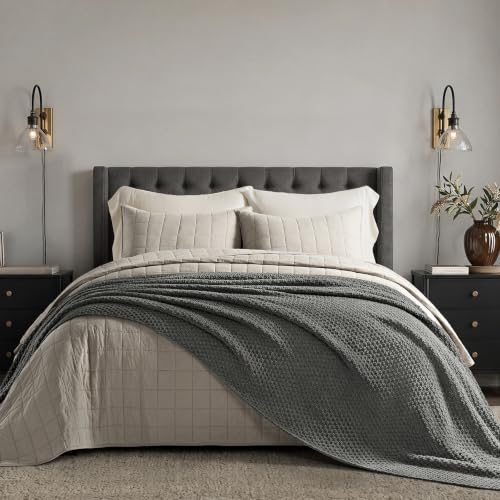 EVERGRACEHOME Chunky Chenille Knit Throw Blanket, 108x92, Charcoal Gray | Sculpted Moss Stitch, Chic Modern Farmhouse, All-Season Warmth, OEKO-TEX® Certified, Oversized King for Couch, Bed, Sofa - color: Charcoal Gray, size: 108" X 92"