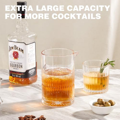 KITESSENSU Premium Cocktail Mixing Glass 23oz - Crystal Cocktail Mixer Bar Accessories to Mix & Stir - Heavy Duty Mixing Pitcher with Weighted Bottom - Classic Bar Tools Bartender Accessories - size: 23 Ounces