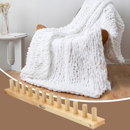 Chunky Knitting Blanket Loom, Thick Yarn Knitting Loom, Chunky Yarn Blanket Loom for Knitting Thick Yarn Projetcs, Foldable and Portable Chunky Blankets Extra Large Loom (12”) (2)
