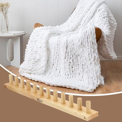 Chunky Knitting Blanket Loom, Thick Yarn Knitting Loom, Chunky Yarn Blanket Loom for Knitting Thick Yarn Projetcs, Foldable and Portable Chunky Blankets Extra Large Loom (12”) (2)