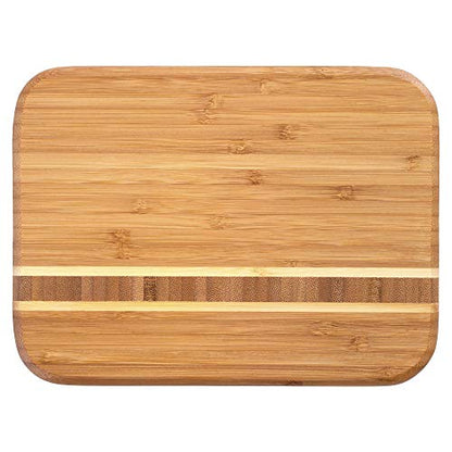 Totally Bamboo Barbados Small Bamboo Cutting Board, 9 x 6.5 Inches | Small cutting board for fruit, vegetables, garnishes, and sandwiches. End-grain bamboo inlay adds standout style. - size: 9"L x 6.5"W