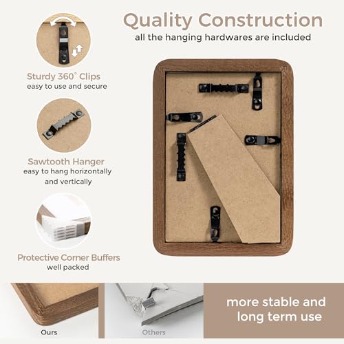 4x6 Solid Oak Wood Picture Frame | 4x6 With Mat For 3.5x5 | Plexiglas Hanging Hardware Included | Walnut, 1 Pack - color: Walnut, size: 4''x6''-1P