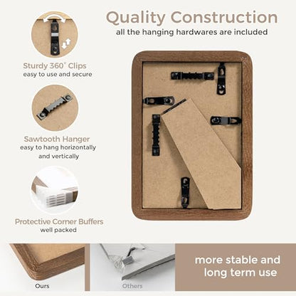 4x6 Solid Oak Wood Picture Frame | 4x6 With Mat For 3.5x5 | Plexiglas Hanging Hardware Included | Walnut, 1 Pack - color: Walnut, size: 4''x6''-1P