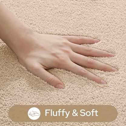 HOMEIDEAS Upgraded Bathroom Rugs Set 3 Piece, Ultra Soft Memory Foam Bath Mats, Super Absorbent Non Slip Washable U-Shaped Toilet Bath Rug (Beige, 17"x24"+20"x32"+U-Shaped 20"x24") - color: Beige