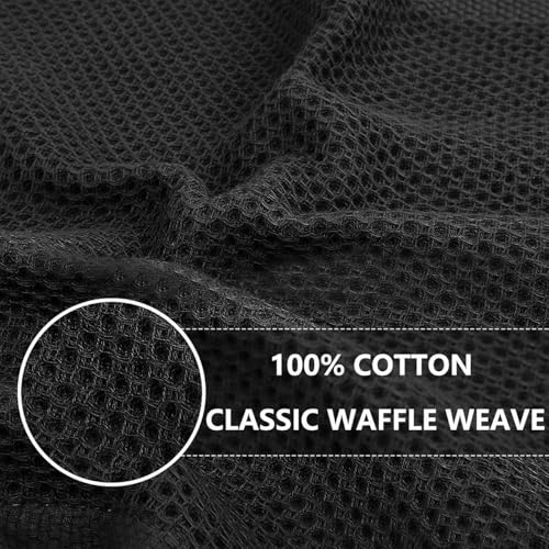 100% Cotton Waffle Weave Kitchen Dish Cloths, 6 Pack Ultra Soft Absorbent, Quick Drying Dish Towels, 12x12 Inches, Dish Rags for Drying Dishes & Daily Kitchen Use, Black - color: Black
