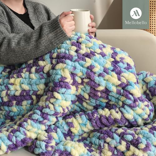 Jumbo Chunky Yarn for Hand Knitting - Super Thick Chenille Chunky Yarn for Crocheting - Extra Soft Bulky Fluffy Blanket Big Yarns 8 Jumbo Pack (27yds,8 oz Each Skein) - color: Soft Aurora