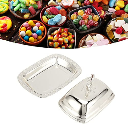 Stainless Steel Serving Tray with Lid for Fruit, Desserts, Snacks, Candies | 7.5"x 5.5" Serving Platte with Swan Handle Lid for Home Wedding Party Gatherings Dinners, Small Fruit Tray, Silver - color: Silver