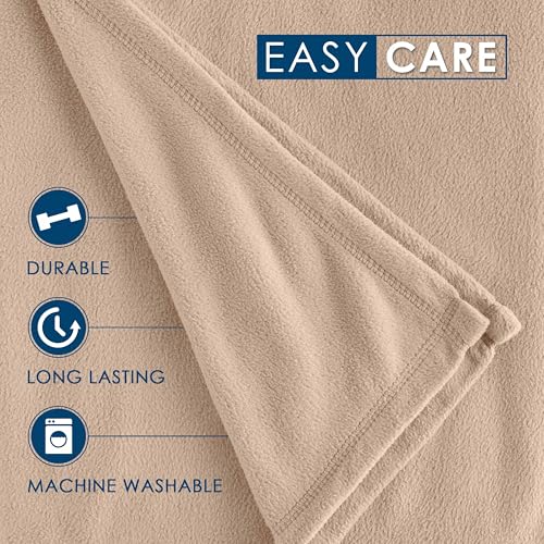 King Size Fleece Blanket | Comfy Supersoft Fleece Blanket – All-Season Light Weight Throw Blanket | Luxuriously Soft | Throw Blanket for Couch and Sofa | Machine Wash | Beige - color: Beige, size: King