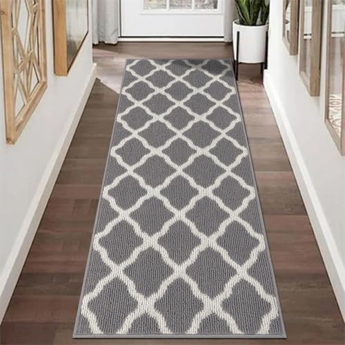 SHACOS Entryway Runner Rugs 2x5 ft Washable Rug Runner Non Slip Rubber Backing Kitchen Rugs Dirt Trapper Floor Mats for Bedroom Hall Entrance Laundry Room, Light Gray - color: Light Gray, size: 2' x 5'