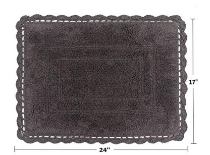 Home Weavers Casual Elegance Reversible Bathmat 100% Cotton Bathroom Rugs Set, Washable Rug, Extra Soft and Absorbent Bath Rug, Kitchen Mat, Bath Mat Set, Non Slip Mat, 17"x24" Rectangle, Gray - color: Grey, size: 1'5" x 2' (Rectangular)
