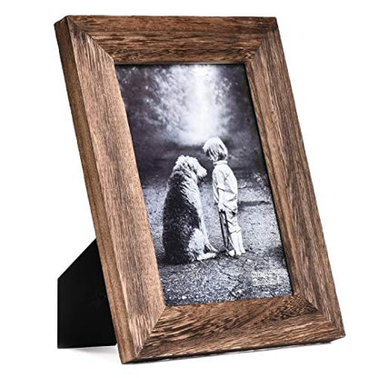 Yaetm 5x7 Picture Frame Distressed Wood, Rustic Solid Wood Photo Frame 5 x 7, Display for Tabletop and Wall, High Definition Glass, Carbonized Black (2 pack) - color: Carbonized Black, size: 5*7"，2 pk