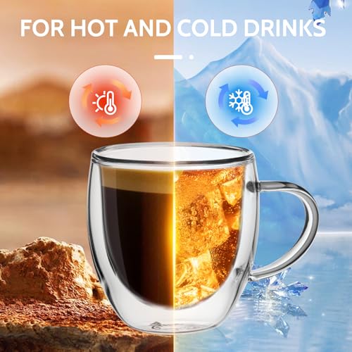 Sweese 5oz Double Wall Glass Espresso Cups Set of 4, Clear Glass Espresso Shot Cups Perfect for Cappuccino, Latte, Tea - size: 5 oz (Set of 4)