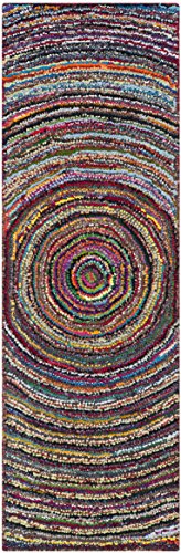 SAFAVIEH Nantucket Collection Runner Rug - 2'3" x 9', Multi, Handmade Boho Abstract Circle Cotton, Ideal for High Traffic Areas in Living Room, Bedroom (NAN315A) - size: 2'3" x 9' (Runner)