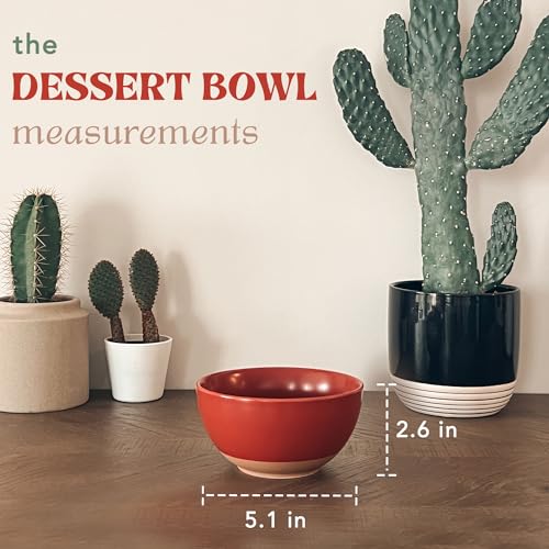 Mora Ceramic Artisan Matte Small Dessert Bowls - 16oz, Set of 6 - Microwave, Oven and Dishwasher Safe, For Rice, Ice Cream, Soup, Snacks, Cereal, Chili, Side Dishes etc - Microwavable Kitchen Bowl - color: Artisan Colors