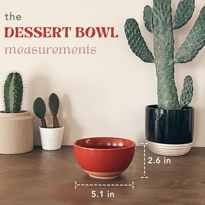 Mora Ceramic Artisan Matte Small Dessert Bowls - 16oz, Set of 6 - Microwave, Oven and Dishwasher Safe, For Rice, Ice Cream, Soup, Snacks, Cereal, Chili, Side Dishes etc - Microwavable Kitchen Bowl - color: Artisan Colors