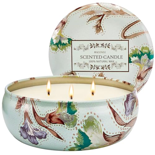 M&SENSE 3 Wick Mint Basil Scented Candles 12oz | Triple Wick, 40 Hour Long Burn, Non-Toxic,100% Natural Soy Wax, Stress Relaxing Aromatherapy Candle Gift for Women Men - color: Mint Leaf & Basil