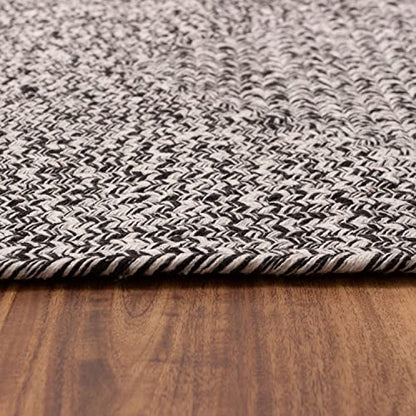 Super Area Rugs Farmhouse Braided Rug Cotton Kitchen Reversible Carpet, Black & White, 2' X 3' Rectangle - color: Black & White, size: 2' x 3' (Rectangular)