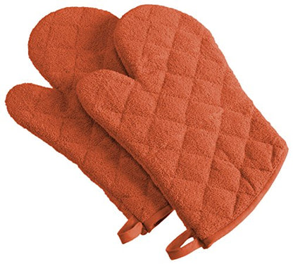 DII Basic Terry Collection 100% Cotton Quilted, Oven Mitt, Spice, 2 Piece - color: Spice, size: Oven Mitt