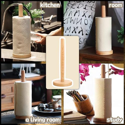 Wooden Paper Towel Holder, Round Bottom | Wooden Towel Holder Countertop, Farmhouse Paper Towel Holder for Kitchen Countertop & Dining Table