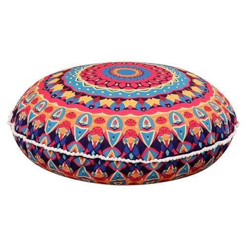 LOVMOC 32 Inch Round Floor Pillow for Adults, Large Thick Memory Foam Boho Mandala Meditation Floor Seating Cushion, Machine Washable for Living Room Outdoor Yoga Floor Sitting, Red - color: Red, size: 1 Count (Pack of 1)