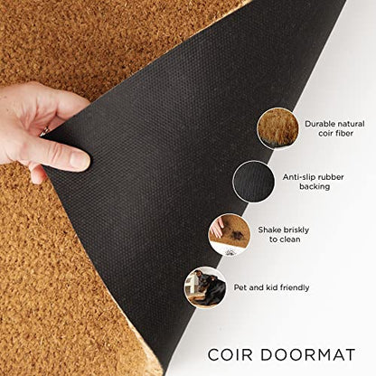 DII Natural Coir Doormat Outdoor Welcome Mat, 17x29, Folk Butterfly - color: Folk Butterfly