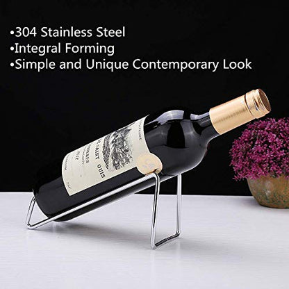SuproBarware Stainless Steel Wine Rack - Single Bottle Holder Set of 12, Stylish Wine Organizer for Countertop or Dining Table - color: Silver 12