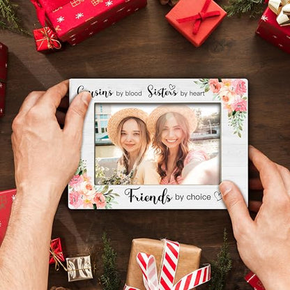 YSTEP Cousins Picture Frame, Sister Gifts, Best Friend Photo Frame, Cousins By Blood Sisters By Heart Friends By Choice Gifts, Wood 4x6 Picture Frame for Desk Display-B05 - style: Style 4