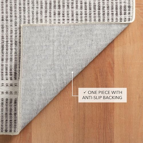 Dash & Albert Malta Grey Striped Washable Runner Rug, 2'6"x8' - color: Grey, size: 2'6" x 8' (Runner)
