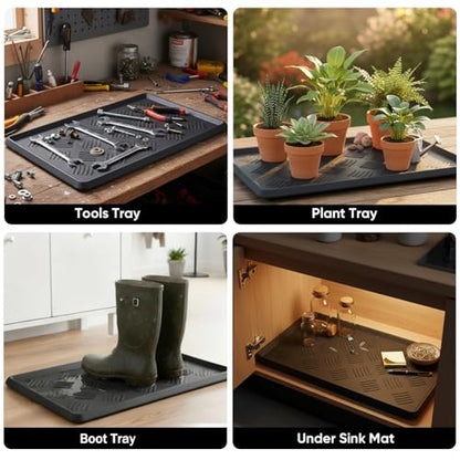 Rubber Boot Tray, Shoe Tray for Entryway, Multipurpose Boot Mat, Shoe Mat Indoor and Outdoor, 16x27.5,Black - size: 16" x 27.5"
