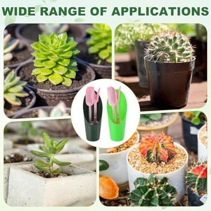 M METERXITY 2-Set Succulent Tools, Plastic 2-in-1 Mini Garden Shovel Hand Succulent Transplanting Tools Garden Shovel Transplant Trowel for Planting/Digging/Aerating [Deep Green,Green,Pink] - color: Deep Green,Green,Pink