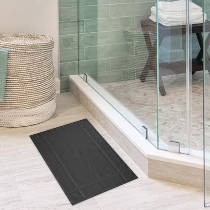 100% Cotton Bath Mat 24x17 Inches, 1350 GSM Thick Plush, Soft Absorbent, Oeko-Tex Certified, Durable Construction – Grey - color: Grey
