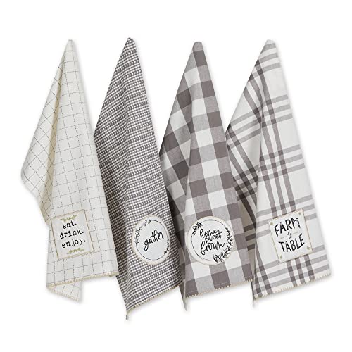 DII Home Sweet Farmhouse Kitchen Collection, Dishtowel Set, 18x28, Gray, 4 Count - color: Gray, size: Dishtowel Set, 18x28"