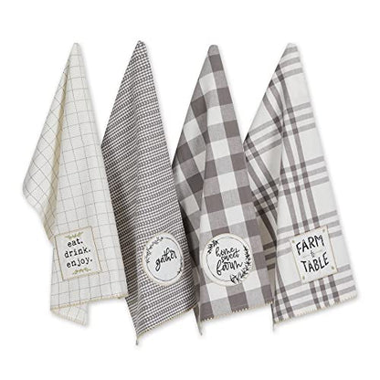 DII Home Sweet Farmhouse Kitchen Collection, Dishtowel Set, 18x28, Gray, 4 Count - color: Gray, size: Dishtowel Set, 18x28"