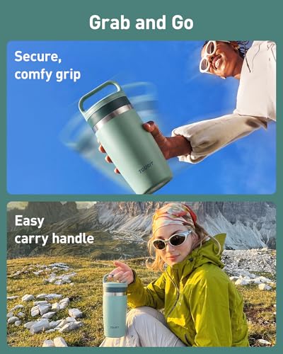 TOURIT Travel Coffee Mug 16 oz,Leakproof 2-Part Lid Tumbler,Dark Green | Coffee Tumbler Cup, Insulated Stainless Steel Travel Mug, Dishwasher Safe Reusable Water Bottle, BPA-Free Coffee Mug - color: Dark Green