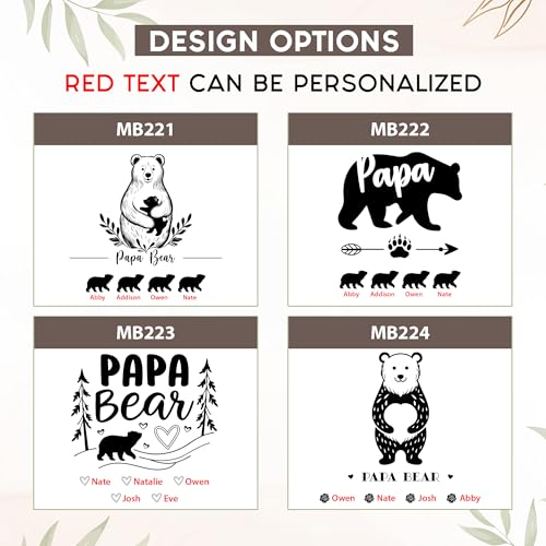 Personalized Wooden Memory Box for Dad – Custom Engraved Papa Bear Keepsake Box with Names, Father’s Day Gift for Gradpa Daddy, Photo Storage & Memory Chest - style: 17. Papa Bear Designs