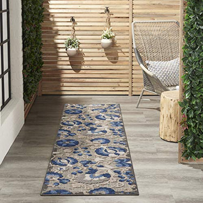Nourison Home Aloha Natural Blue 2'3" x 10' Area Rug - Easy Clean, Non Shedding, Bed Room, Living Room, Dining Room, Kitchen (10' Runner) - color: Natural Blue, size: 2'3" x 10' (Runner)