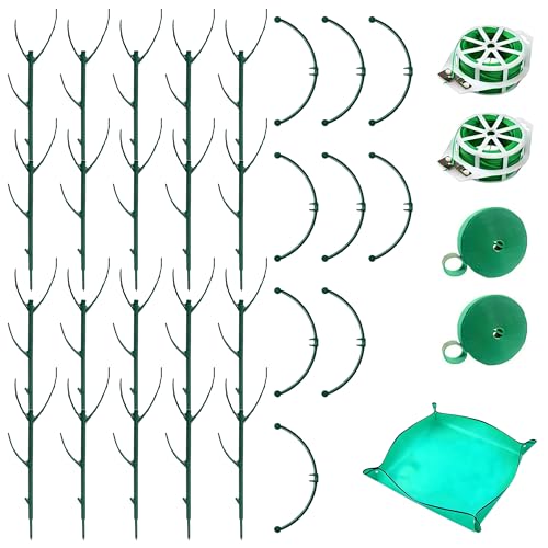 Monstera Plant Support Kit with Waterproof Repotting Mat, 10 Stackable Poles, 9 Curved Connectors, Plant Tie Wire & Hook and Loop Tape for Monstera, Pothos, Philodendron